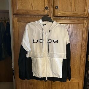 Bebe White and Black Windbreaker Jacket
